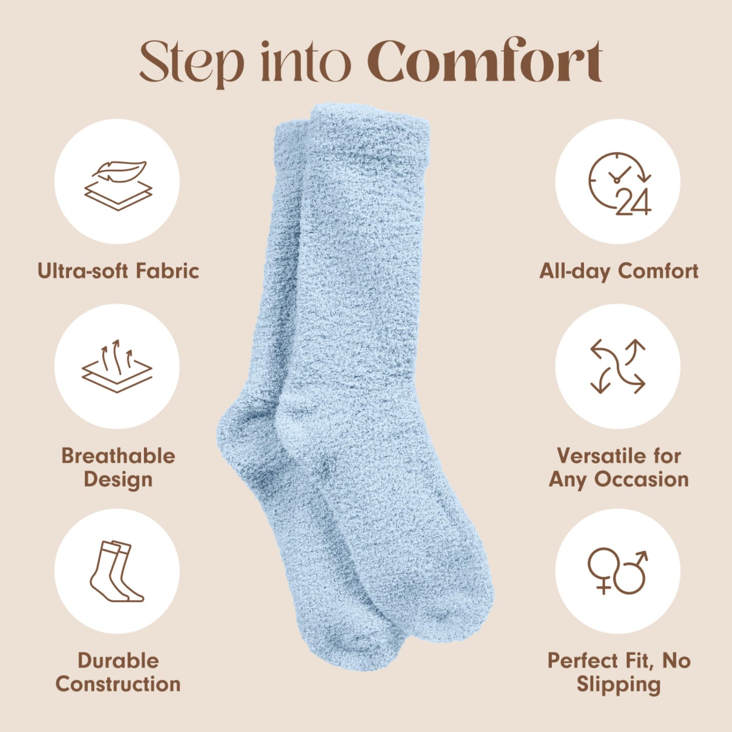Unboxme Gifts Warm & Cozy Ultra-Luxe Cloud Socks for Women & Men - Super Soft Luxurious Fabric Sleep Socks for Him & Her, Blue 2 Pairs