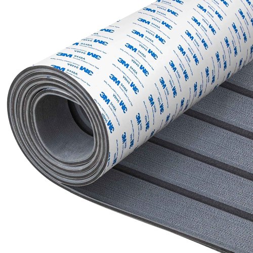 Fullfire EVA Foam Boat Flooring with 3M Self-Adhesive Backing, Marine Decking Faux Teak Deck Sheet for Jon Boats Pontoon Boat Yacht RV Jet Ski Kayak Floor, Dack Grey and Black 94" x 23.5"