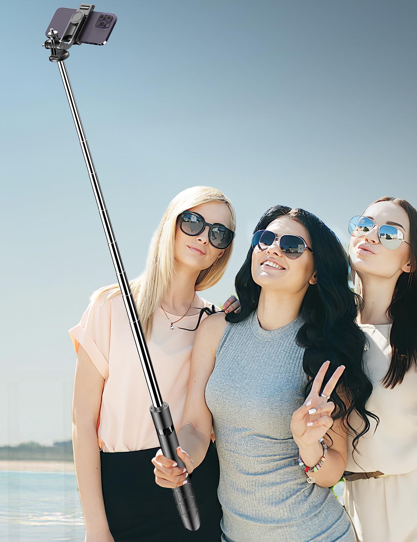 71" Phone Tripod & Selfie Stick, All in One Extendable Cell Phone Tripod with Wireless Remote, Tripods Stand for iPhone & Travel Selfie Stick 360° Rotation Compatible with iPhone Android, Camera
