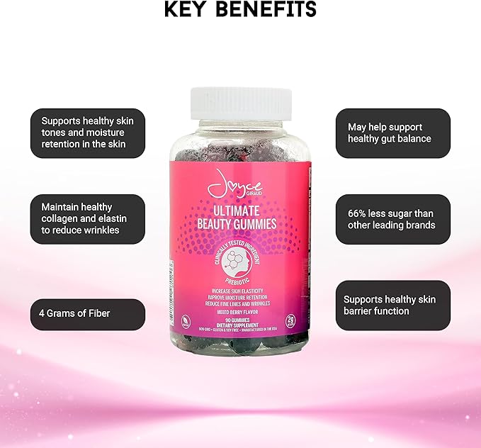 Joyce Giraud Ultimate Beauty Gummies, 90-Day Supply, Supports Skin Hydration & Healthy Skin Tone, 270 Gummies