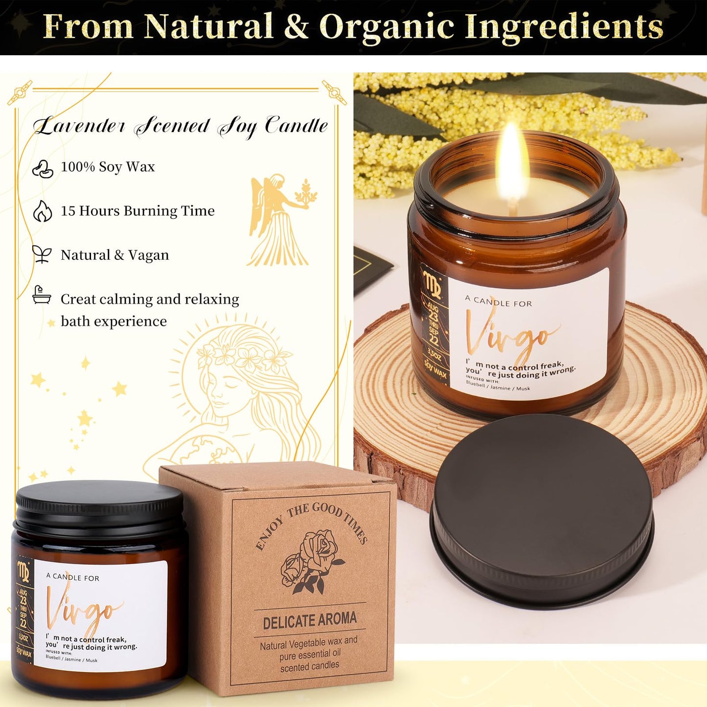 12PCS Virgo Birthday Gifts for Women-Virgo Zodiac Gifts for Women, Mom, Wife, Self Care Package,Get Well Soon, Mother's Day Baskets Birthday Astrological Baskets