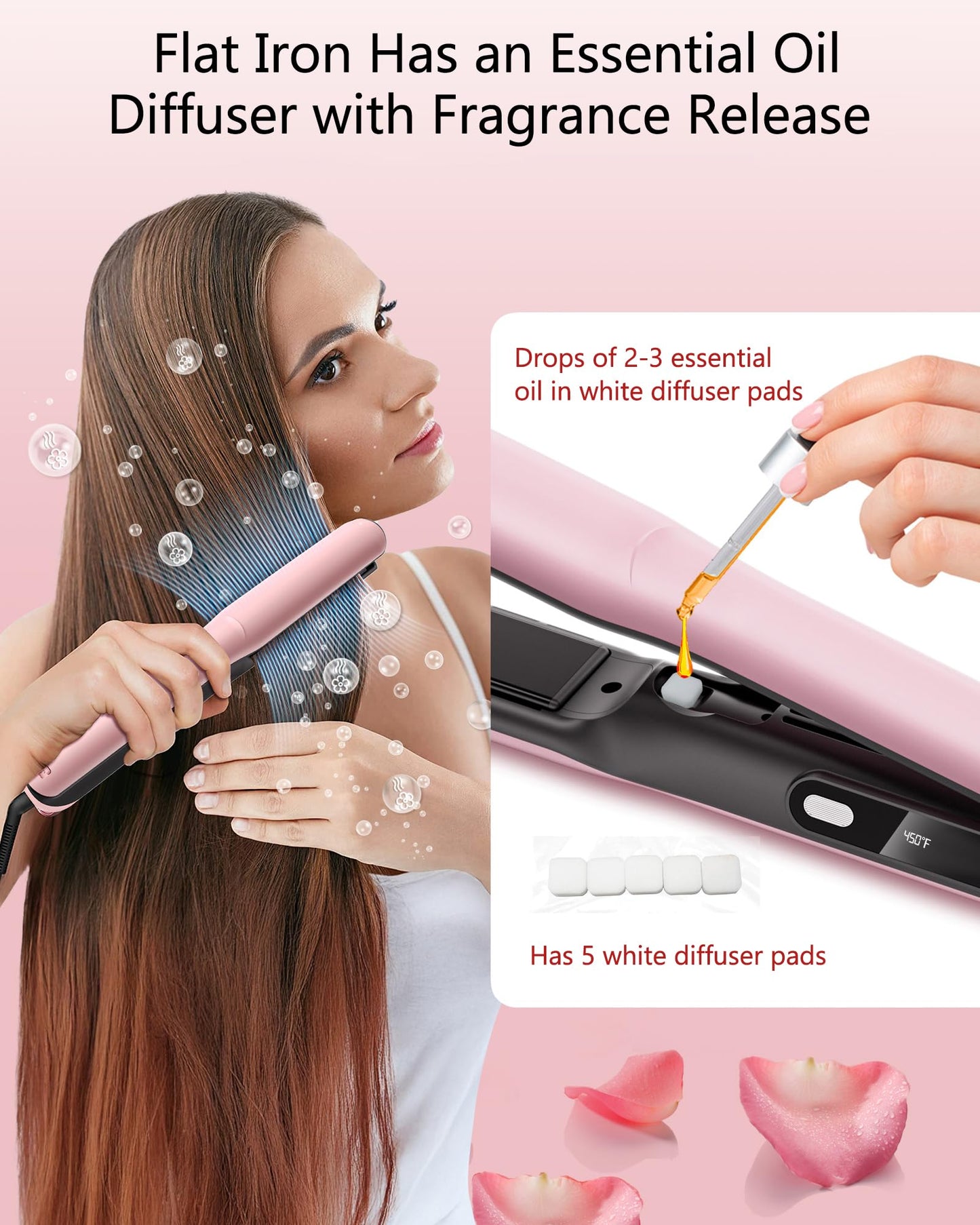 Betahouse Flat Iron Hair Straightener Airflow Curling Iron, Hair Straightener and Curler 2 in 1, 1 Inch Ionic Curling Wand with