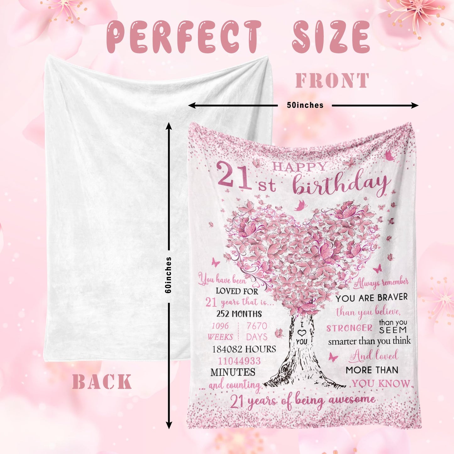 21st Birthday Gifts for Her, 21st Birthday Decorations, 21 Year Old Birthday Gifts for Her, Gifts for 21st Birthday Female, Best Gifts for 21 Year Old, 21st Birthday Gift Ideas Blanket 50"X60"