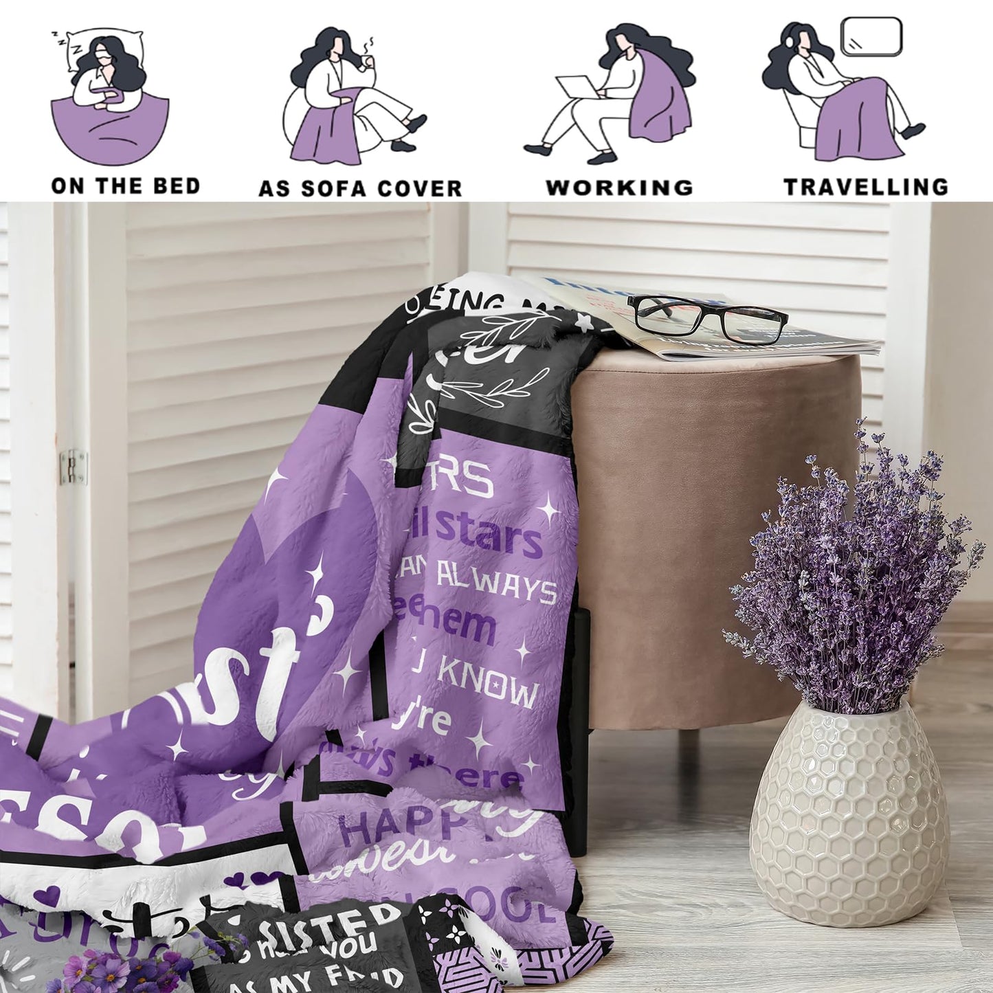 Mcurore Sister Gifts for Women Girls, Sisters Birthday Gift Ideas from Sis, Christmas/Birthday Gifts for Sisters Throw Blanket 60"x50"