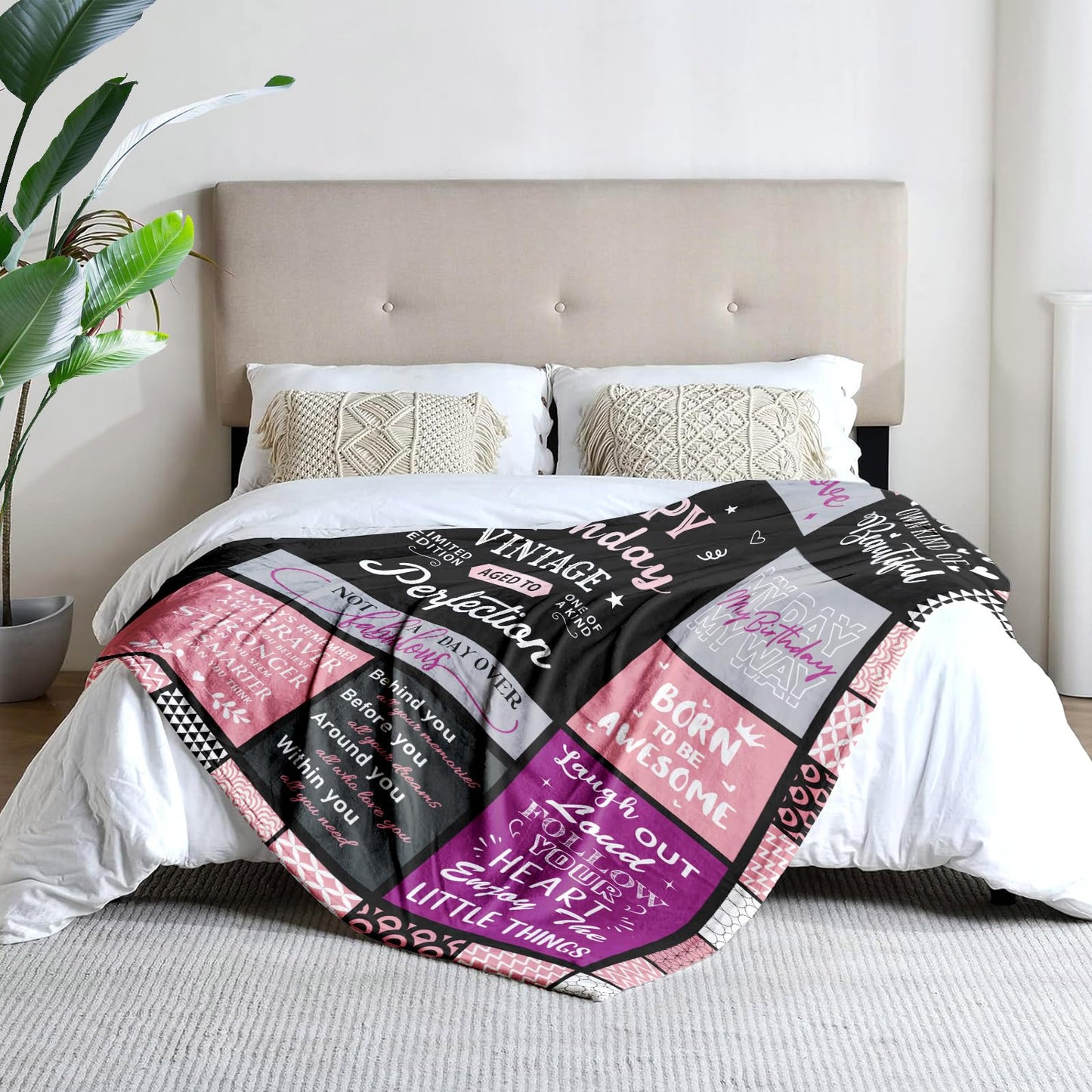 Birthday Gifts for Women, Gifts for Women Birthday Unique, Birthday Gifts for Her, Women Birthday Gift Throw Blankets 60" x 50", Happy Birthday Gifts for Female/Friendship/Sister/Bestie/Mom