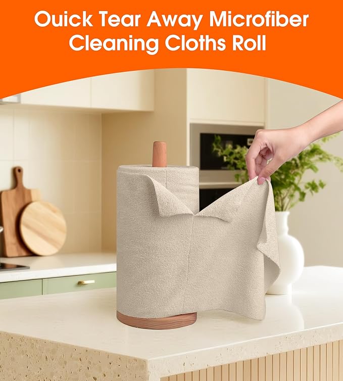 Microfiber Cleaning Cloth Roll–100 Pack, Tear Away Microfiber Towels, Reusable, Washable, Scratch-Free, Kitchen Towels for Car, Home, Kitchen, Glass, Dishes(Desert Gold)