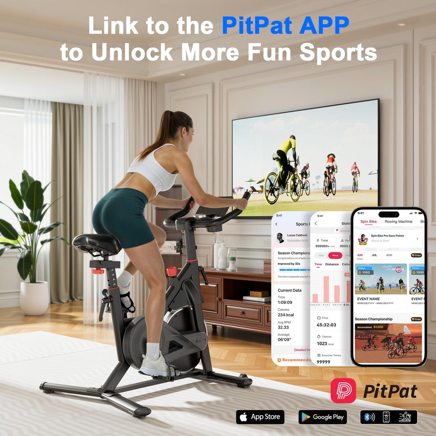 Lacuffy Indoor Cycling Bike - 32-Level Magnetic Resistance Stationary Exercise Bike with Adjustable Seat & Handlebars, Silent Belt Drive for Home Cardio (Fits Users 5'1" to 5'11", 300lbs Capacity)
