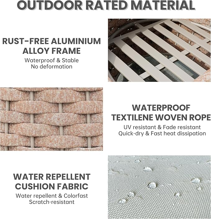 Erotr 4 Piece Aluminum Patio Furniture: Hand Woven Rope Sofa - Modern Outdoor Sofa Seating with Cushion - All Weather Patio Set for Deck, Yard, Garden, Poolside, Hotel - Terracotta