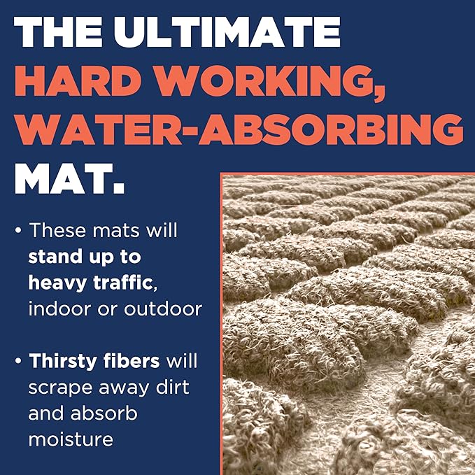 MATSINC Artisan Entry Front Door Mat - Rubber Back Indoor or Outdoor with Quadra Foil Design, Water Absorbing Welcome Mat, Front Door Outside Entrance, Made in The USA, 2' x 3'(Taupe)
