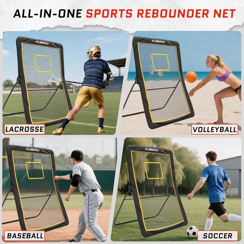 KuiBonu Lacrosse Rebounder, 5x7ft Volleyball Rebounder Net with 5 Bounce Back Angles, Neon Target and Lacrosse Ball, Rebounder for Volleyball Lacrosse Baseball and Soccer Practice