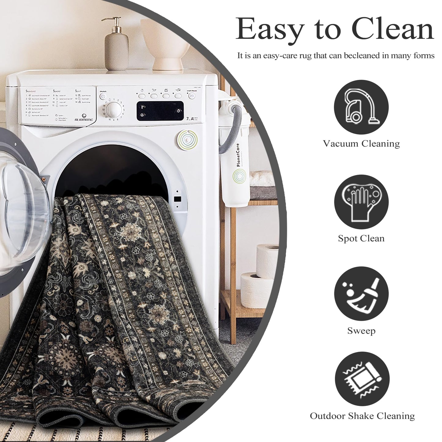 Ruaruarug Area Rug Non Slip Machine Washable Ultra Soft Outdoor/Living Room/Classroom/Bedroom/Kitchen Dark Gray, 8'×10'
