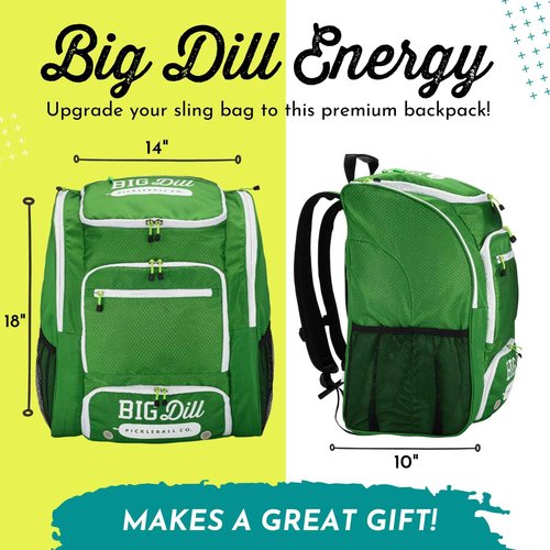 Big Dill Pickleball Backpack | Large Pickleball Bag with Shoe Compartment for 8+ Paddles & Accessories, Insulated Cooler Pocket