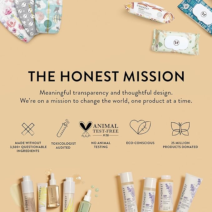The Honest Company Calm and Cleanse Naturally Scented Wipes Cleansing Multi-Tasking 99% Water Plant Based Hypoallergenic Lavender 60 Count
