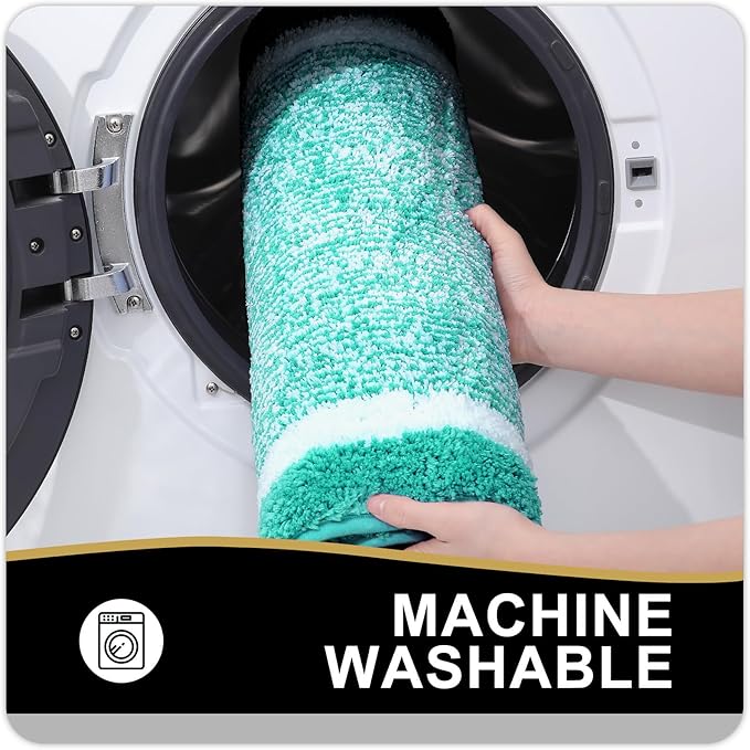 OLANLY Bathroom Rugs 30x20, Extra Soft and Absorbent Microfiber Bath Mat, Non-Slip, Machine Washable, Quick Dry Shaggy Bath Carpet, Suitable for Bathroom Floor, Tub, Shower (Medium, Green)