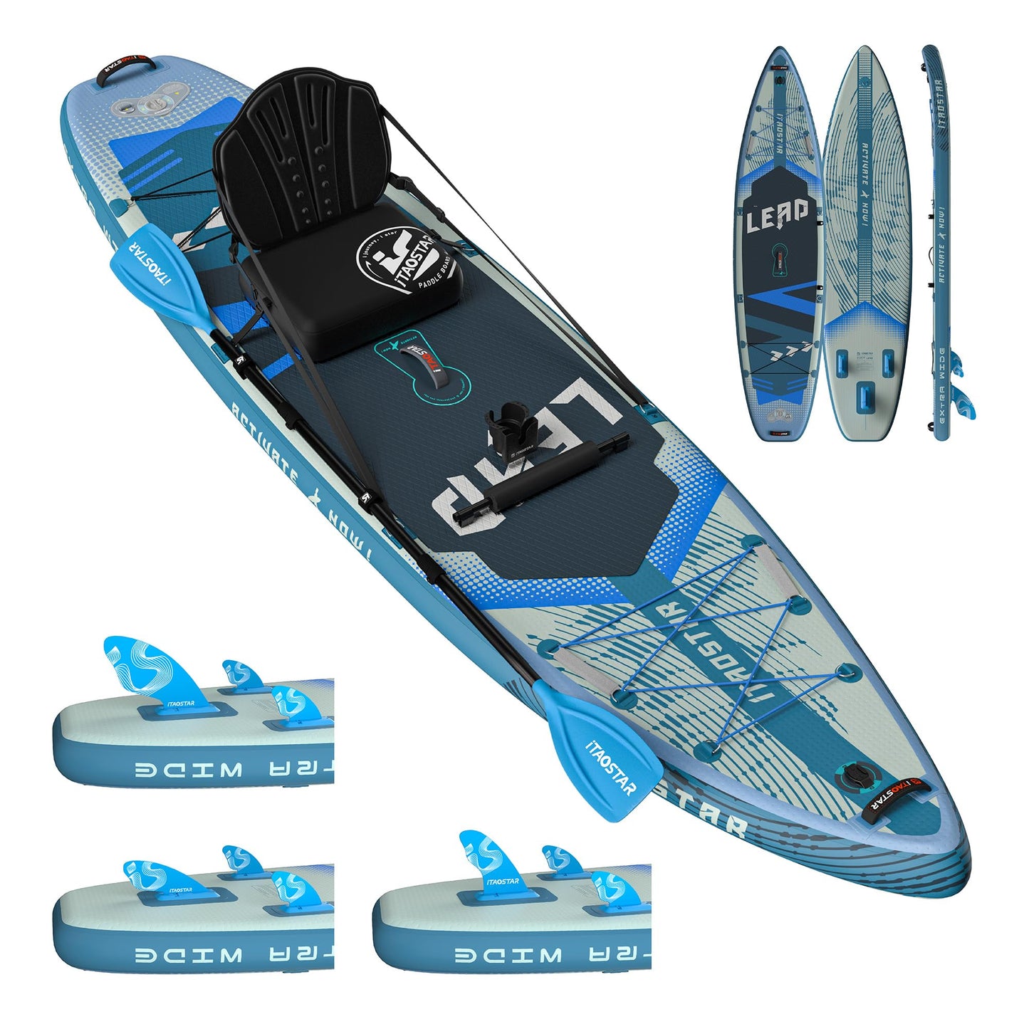 iTAOSTAR Lead 12' × 35" Inflatable Stand Up Paddle Board with Seat, Extra Wide SUP Board with 5 Fins Stable Design for Adults, Youth, All Skill Levels, Lakes, Oceans & Fishing