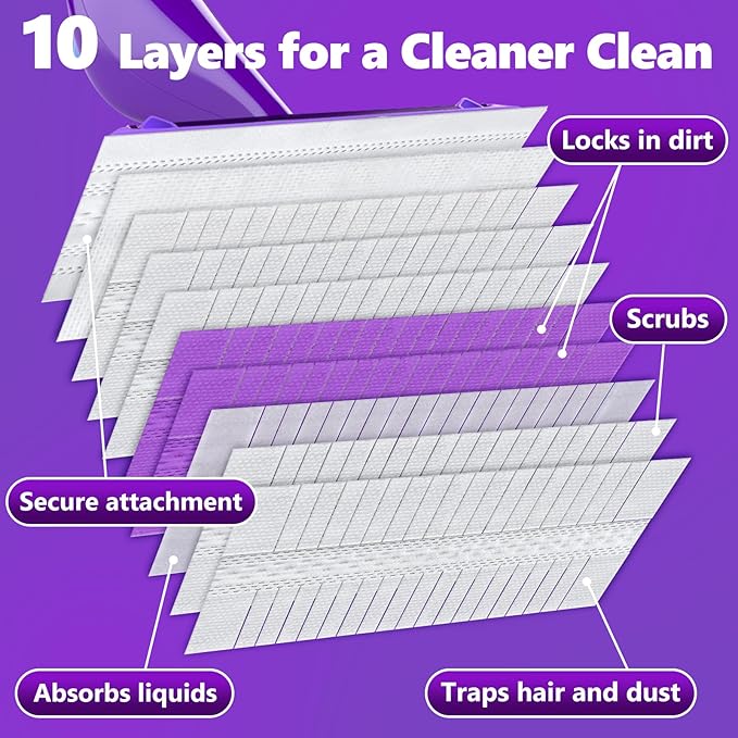 Mop Pads Refill for Swiffer WetJet: 10 PCS Disposable Pad for Hardwood Muilt-Surface Floor Cleaning - Heavy Duty Refills Absorb & Lock Stains