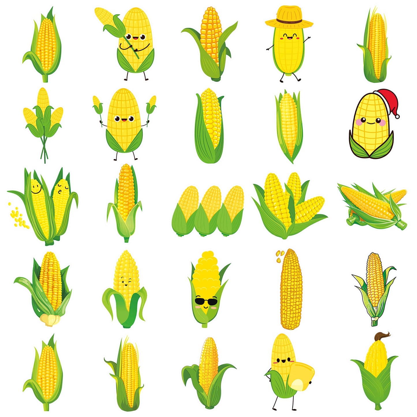 MUYINGZHUO Corn Stickers, 50PCs Pack, Cute Cartoon Vegetable Vinyl Decals & Stickers for Laptop, Hydro Flask, Water Bottle, Bumper Car, Planner Stickers for Kids, Toddlers, Teens (Corn)
