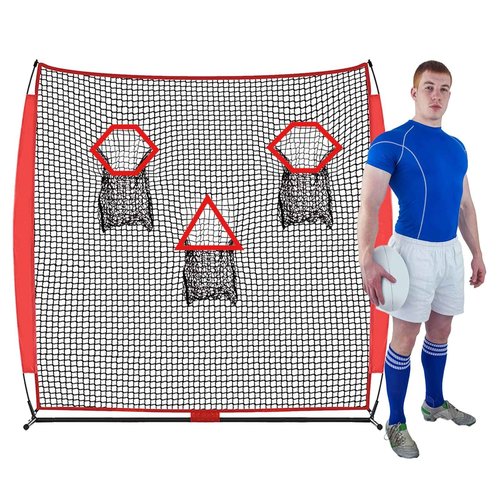 PGL Football Throwing Net - Quick Setup Practice Net Includes Carry Bag & Stable Frame and 3 Pockets - 6×6FT Quarterback Target for Improving Accuracy of Training