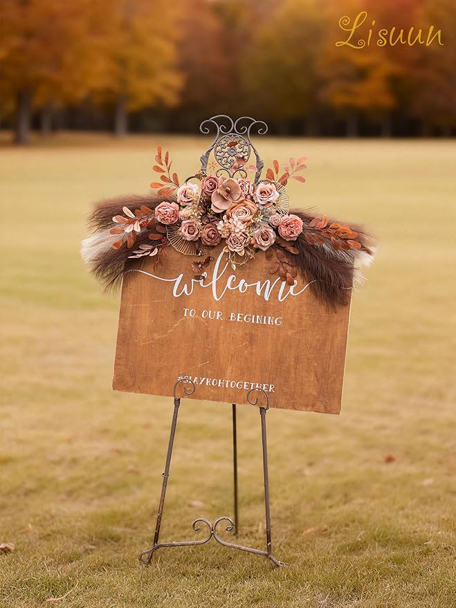 Wedding Arch Flowers, Artificial Flowers for Decoration, Large Flower Swag for Boho Styles Wedding Ceremony Floral Decor - Pack of 2