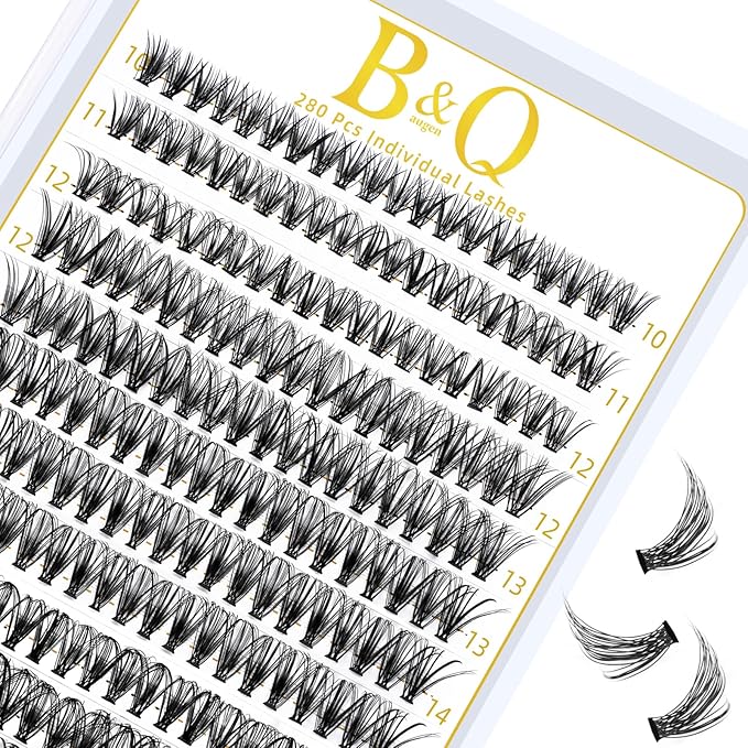 B&Q Lash Clusters 280PCS Natural Eyelash Clusters 30D C 10-18MIX Individual Lash Wispy Eyelash Extension with Soft Thin Band Classic Look Pestañas Postizas Comfortable DIY at Home(30D-C-10-18MIX)