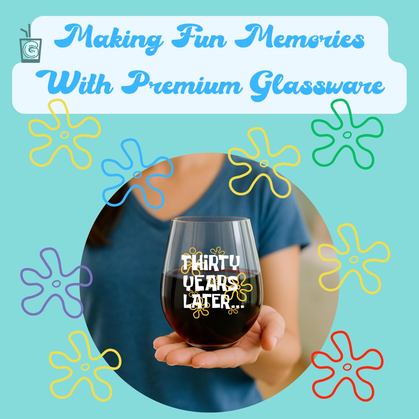 Funny 30th Birthday Wine Glass for Women – “30 Years Later” Design – 15oz Stemless Glass – Nostalgic Gift for Her, Retirement Present, Best Friend or Wine Lover Gift