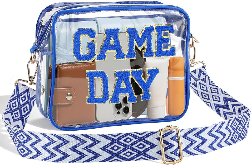 Game Day Clear Bag for Stadium Events - 9" x 7" x 2.5" Small Crossbody Purse for Women, Perfect for Football Fans