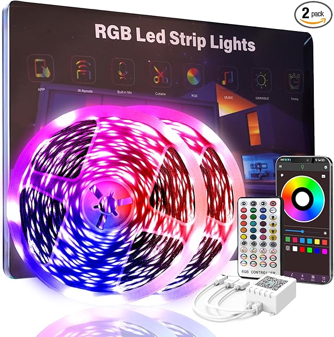 200 FT Led Lights for Bedroom, Music Synchronized Smart Led Strip Lights, Ultra Long with Remote Application Control Bluet...