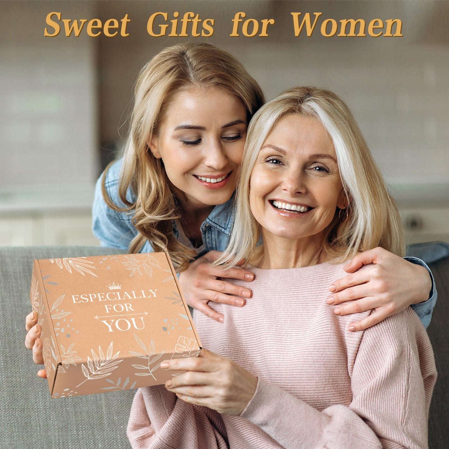 iAOVUEBY 50th Birthday Gifts for Women Her, Cool Gifts for 50 Year Old Woman, Fifty Birthday Canvas Tote Bag Glass Cup Candle Gift Basket Ideas Daughter Mom Sister Friend Wife Coworkers