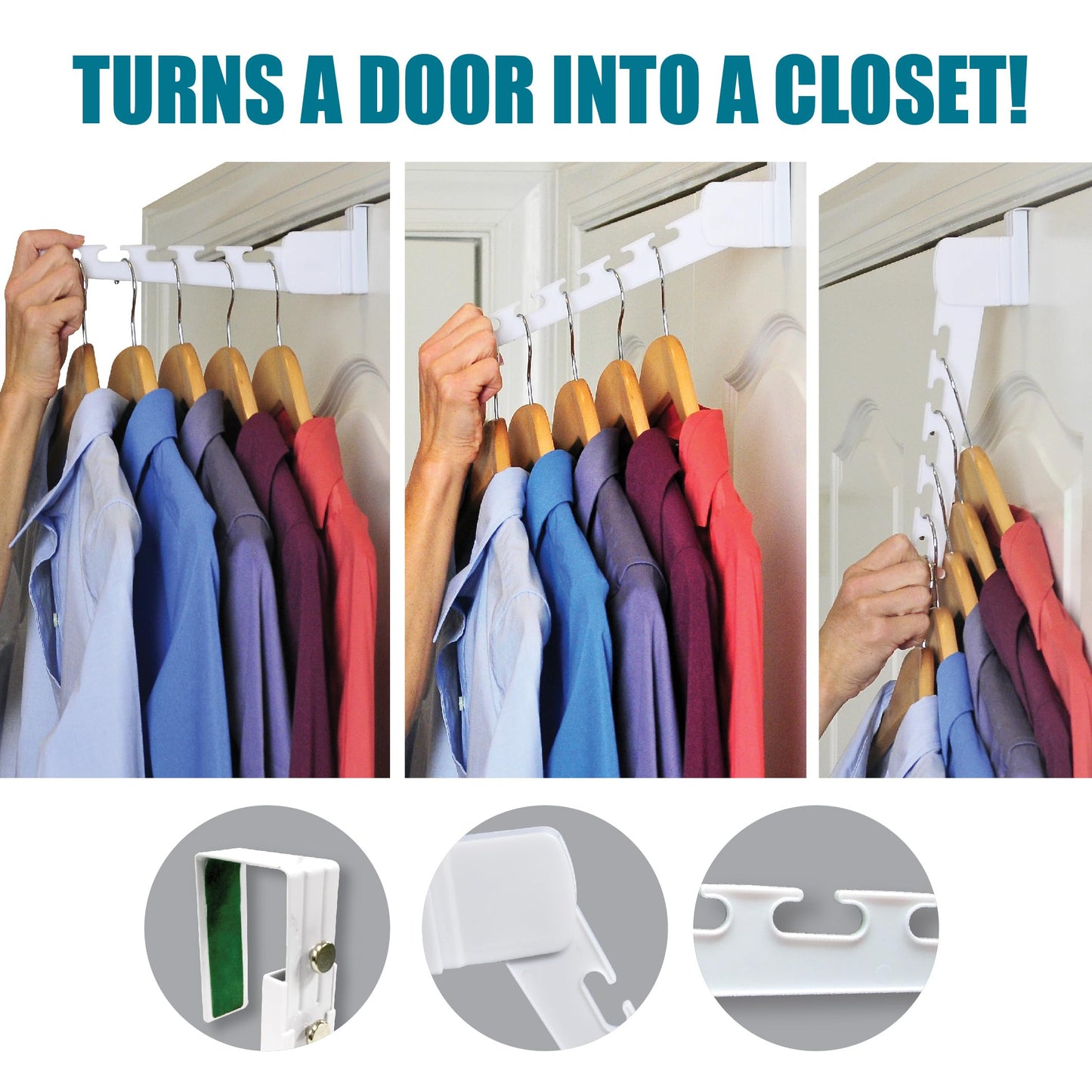 Wonder Hanger Over The Door 2-Pack Organizer for Clothes Hangers, Space-Saving Cascading Hanger Hooks, White