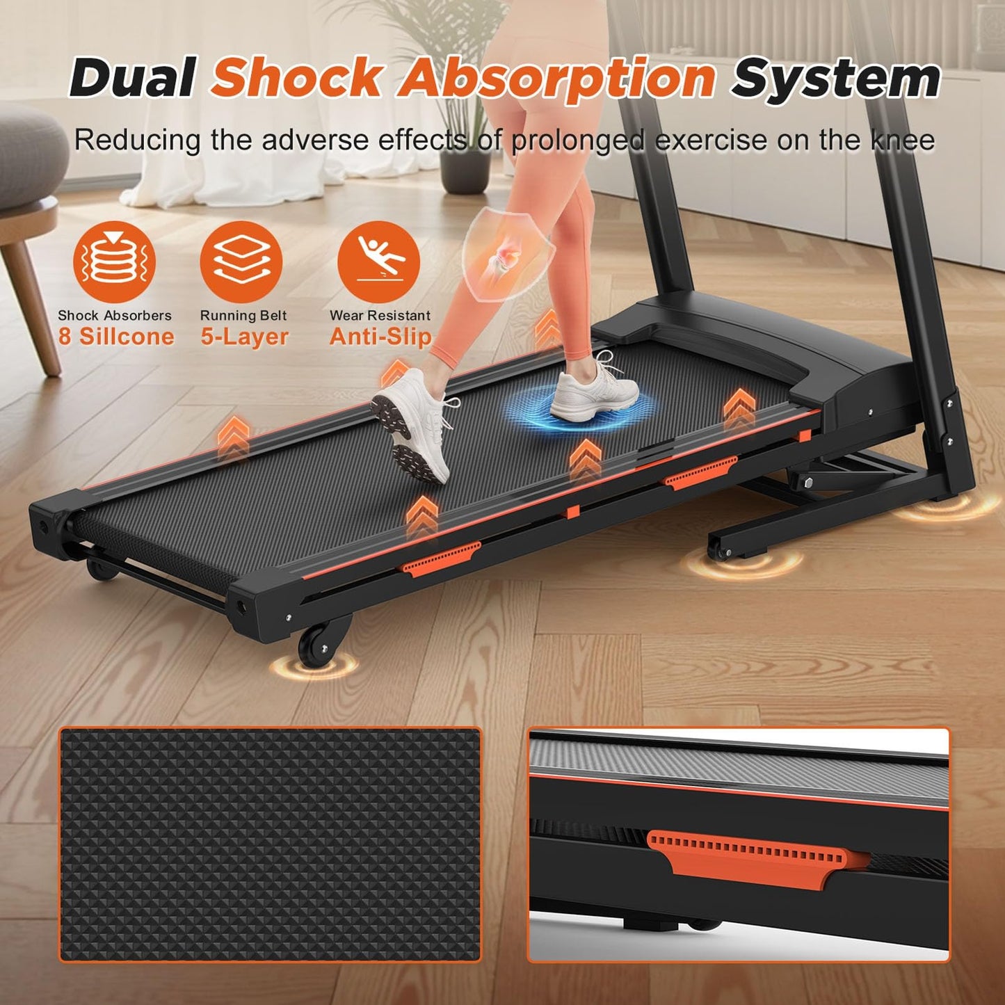 400 Lbs Foldable Treadmill with 15% Auto Incline, 3.25HP Treadmills for Home with Handlebars, Small Space Portable Running Walking Machine with Bluetooth APP & Pulse Monitor