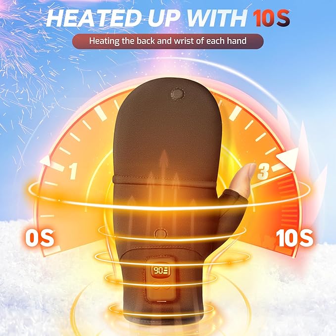 Heated Gloves for Men Women- Rechargeable Electric Full&Half Hands Heated Gloves Outdoor Work Arthritis Pain Relief Hot Compress Hand Warmers for Cycling Skiing Hunting