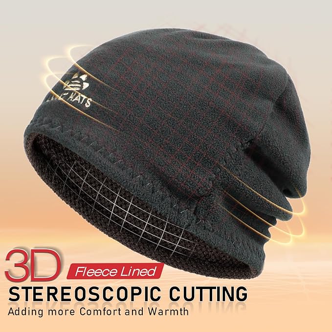 Lvaiz Mens Winter Beanie Hat Warm Fleece Lined Skull Cap for Men Reversible Women Windproof Watch Hat Knit Warm Unisex Beanie