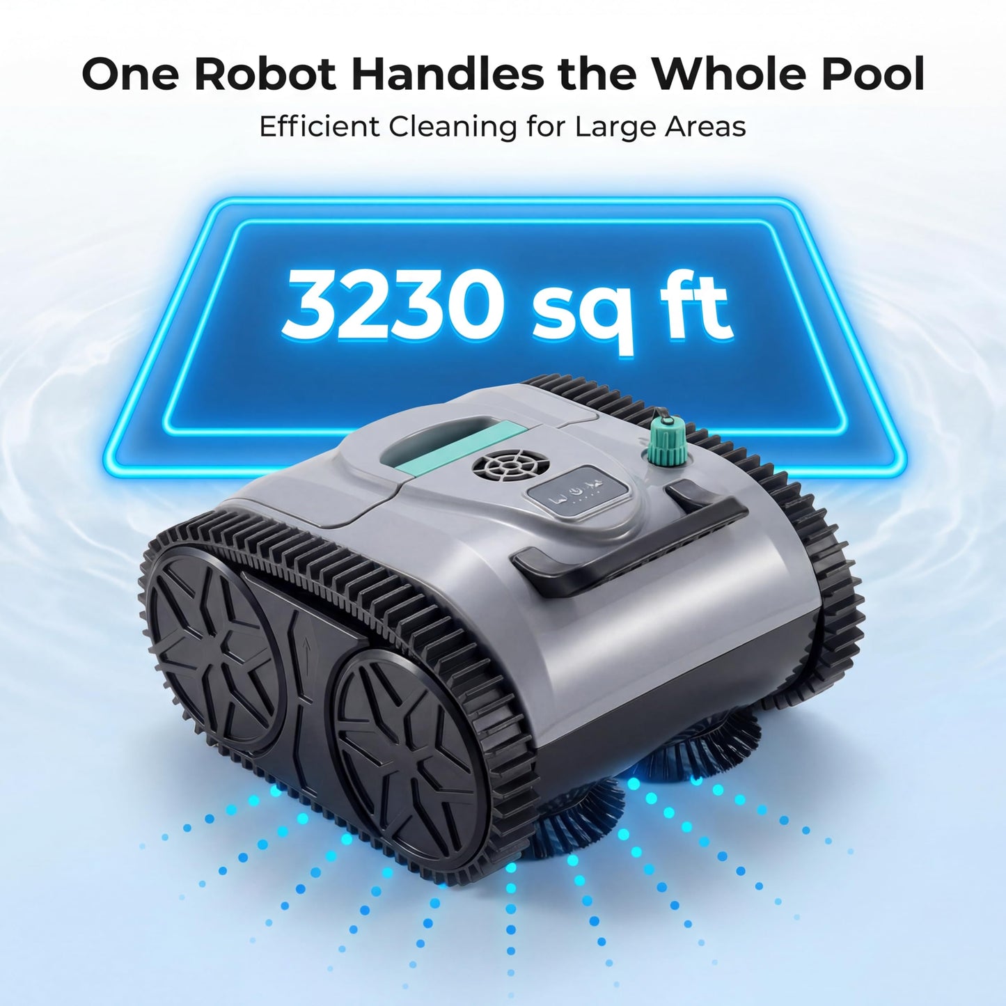 Hinice Cordless Pool Cleaner Robot for Wall & Waterline Cleaning, Automatic Pool Vacuum Cleaner for Inground & Above Ground Pools up to 3200 sq.ft, 120 Mins Runtime, IPX8 Waterproof