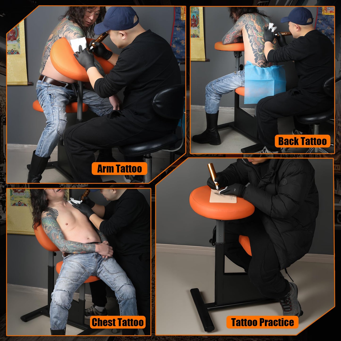 Tuffking Professional Adjustable Tattoo Armrest Chair - 26 lb Lightweight, 30-40inch Backrest & 19-22inch Seat Height Adjustment, 18x25inch Tattoo Arm Rest for Tattoo Artists & Studios & Client