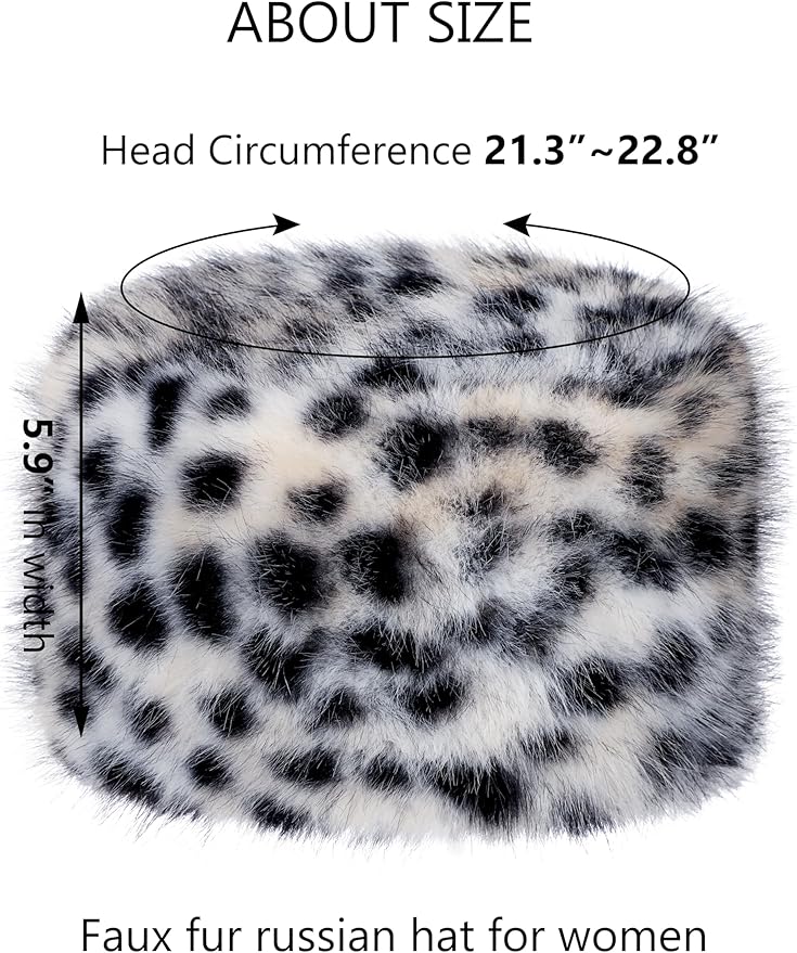 LA CARRIE Women's Faux Fur Hat for Winter with Stretch Cossack Russian Style White Warm Cap