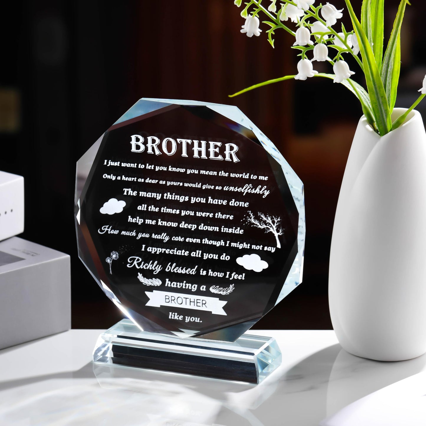 Gifts for Brother Crystal Brother Gifts From Sister Birthday Gifts for Brother Crystal Keepsake for Birthday Father's Day, Valentine’s Day, and Christmas.