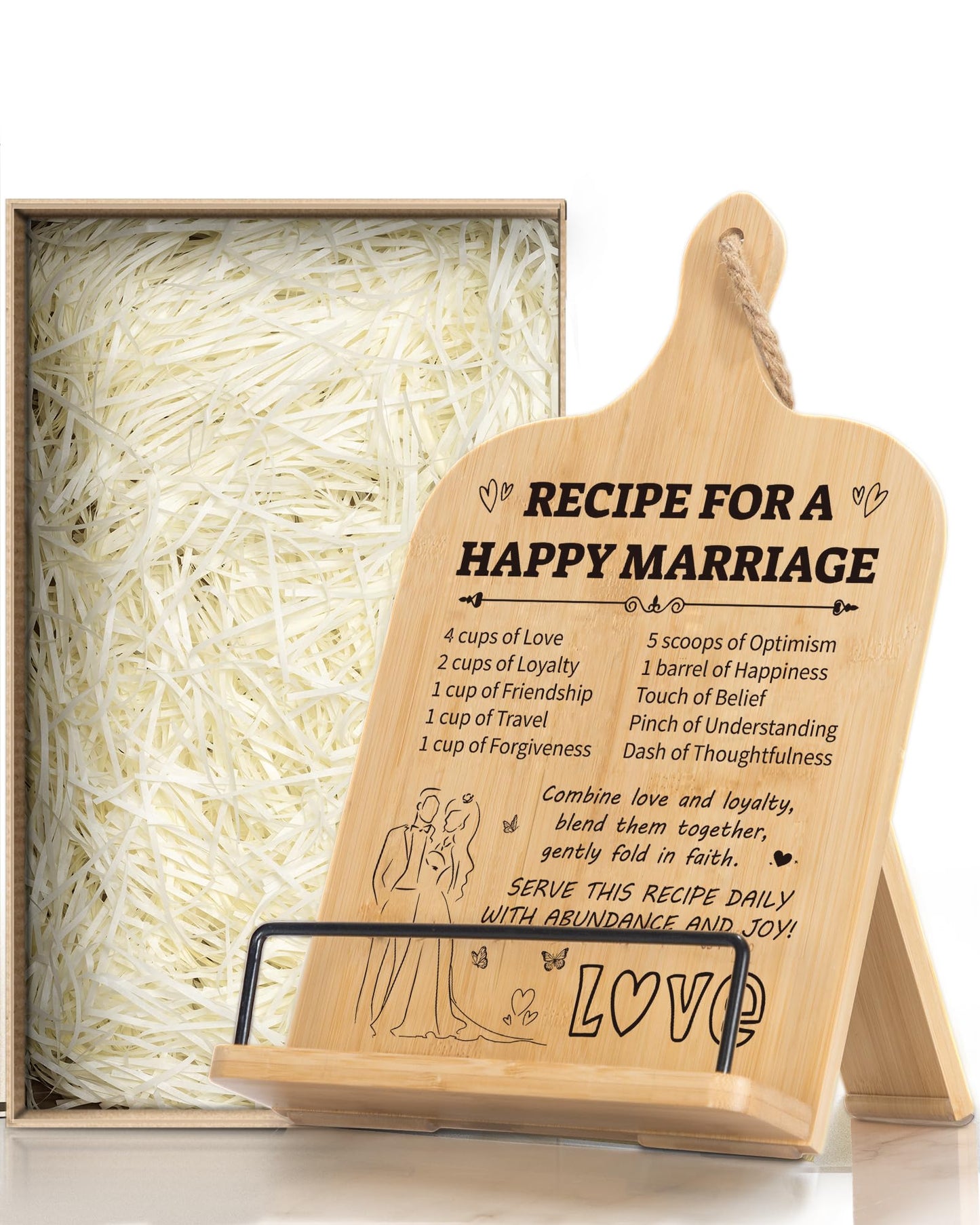 IKEDAS Wedding Gifts Cookbook Stand - Anniversary & Marriage Gifts for Couples, Newlyweds; Book Stands for Display