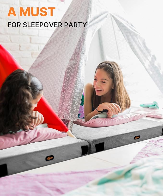 GAIALOOP 4 INCH Extra Thick Memory Foam Camping Mattress, 30D Foam Camp Pad for Car Tent Cot, Roll Up Mattress for Guests Sleepovers RV Truck Camper