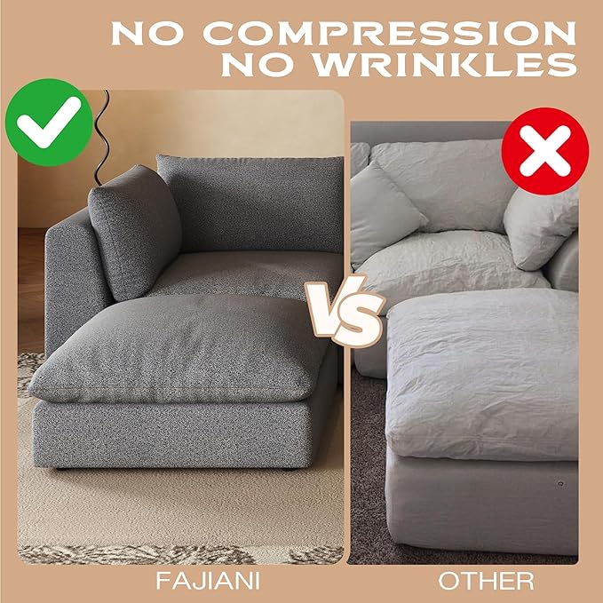 Fajiani Oversized Modular Sectional Sofa, Cloud Couch Deep Seat Sofa Cushion Covers Removable, Oversized Sectional Couches for Living Room (1 Single Seater-Dark Gray)