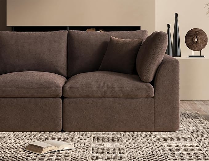 ohllob 78.9" Loveseat Sofa, Cloud Boneless Couches for Living Room, Modern Modular Sectional Sofa, Oversized, Brown