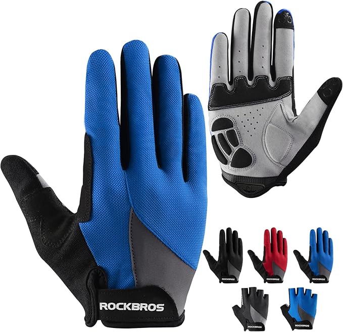 ROCKBROS Cycling Gloves for Men Women - Breathable Gel Pad Road Mountain Bike Gloves - Touch Screen Anti-Slip MTB Gloves f...