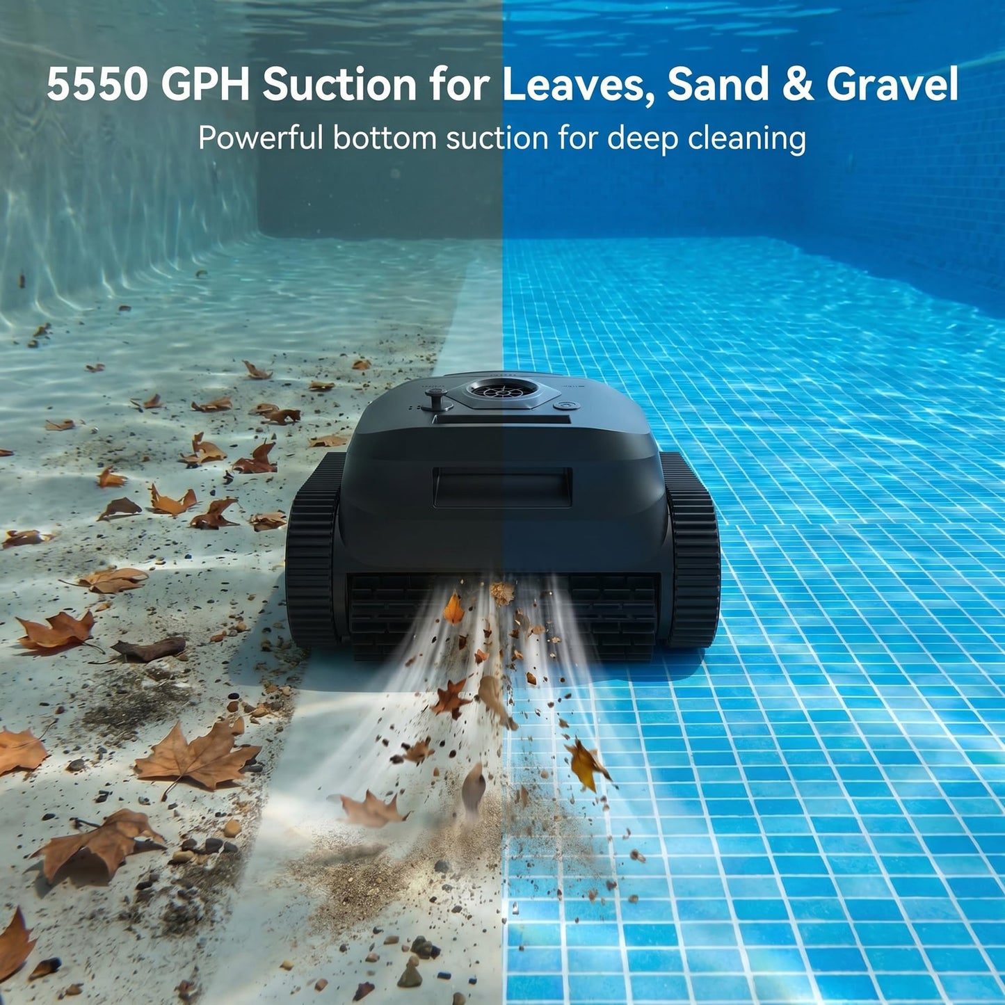Robotic Pool Vacuum Cordless SP5-180 Min Runtime, 2.5H Fast Charge, 5550 GPH Suction, Wall & Waterline Scrubbing, Smart Navigation for Large Inground Pools Up to 3,229 Sq.Ft, 2026 Upgraded