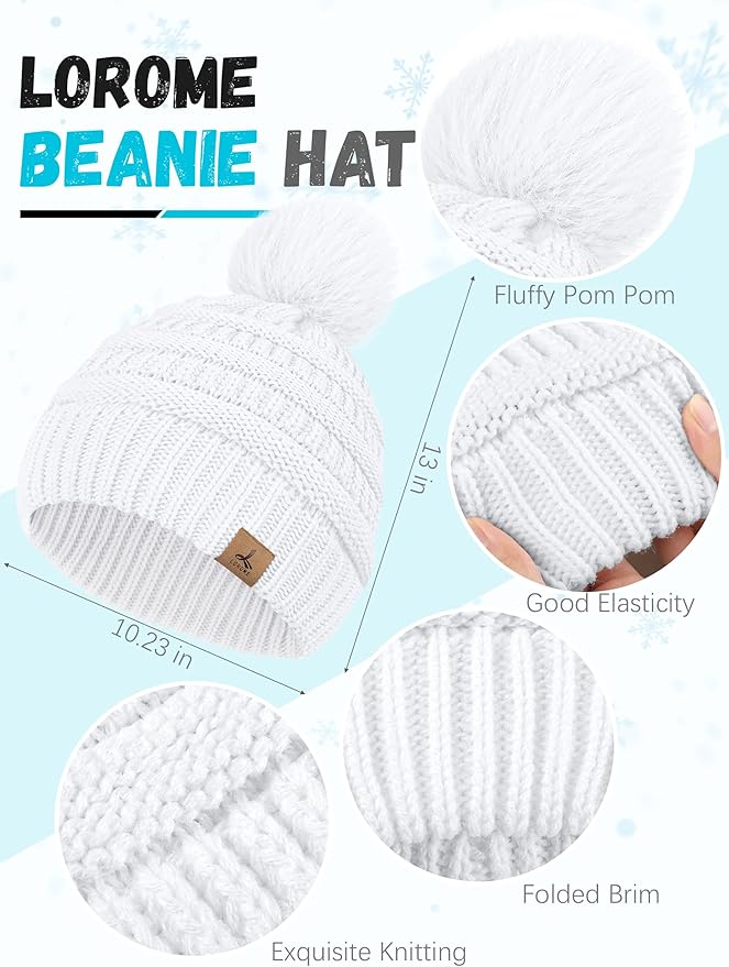 Winter Hat Scarf Gloves and Ear Warmer, Warm Knit Beanie Hat Touch Screen Gloves Set Winter Gifts Neck Scarves for Women