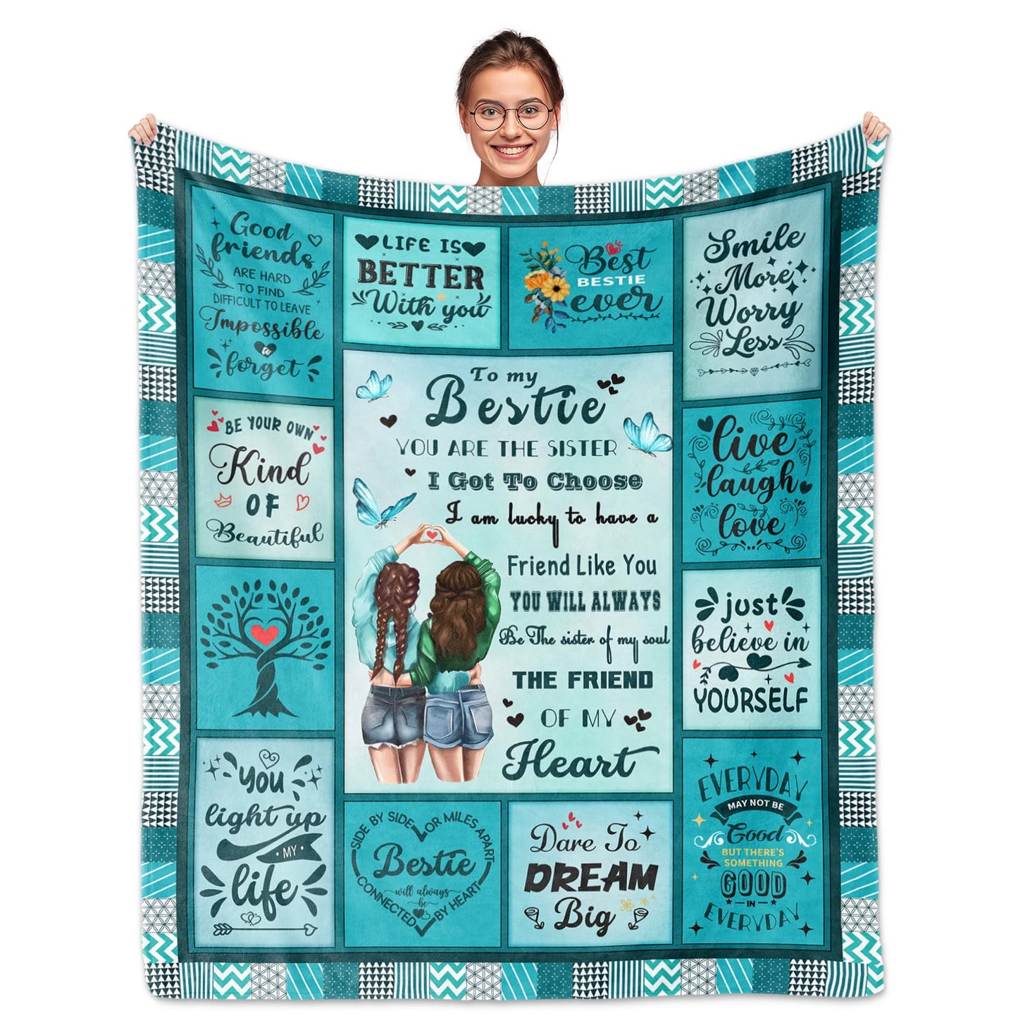 SUBORD Gifts for Best Friends Women, Best Friend Blanket 60”X50”, Best Friend Birthday Gifts, Bestie/BFF Gift/Friendship Gift for Women/Christmas