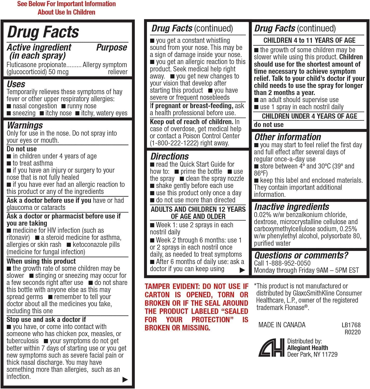 HealthA2Z® Fluticasone Propionate Nasal Spray | 50 mcg per Spray | 24 Hour Allergy Relief | 144 Sprays | 0.62 fl oz. (18.2mL) (0.62 fl oz. (Pack of 2))