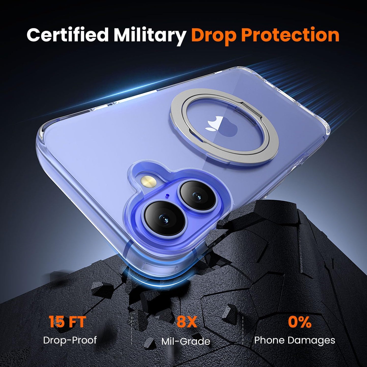 Toushion 3 In 1 For Iphone 16 Case Clear With Stand, Not Yellowing, Flexible Stable Stand,Kickstand,Fits Magsafe,Military-Grade