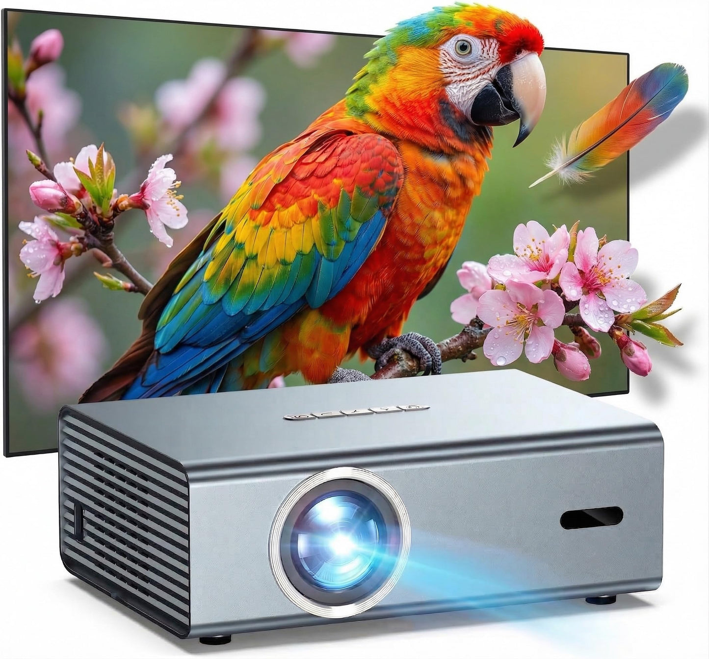Geekman 4K Projector with WiFi and Bluetooth, Up to 450 Inch Giant Screen, Auto Focus and Auto Keystone Correction, Dolby Audio Home Theater and Outdoor Movie Projector