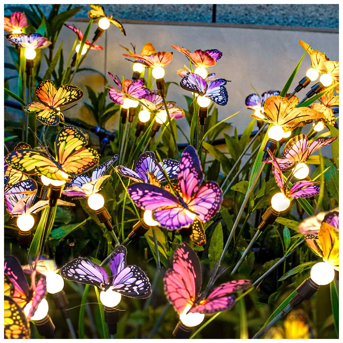 TONULAX Solar Garden Lights - Swaying Butterfly Light, Swaying in The Wind, Solar Outdoor Lights, Yard Patio Pathway Decoration, High Flexibility Iron Wire & Realistic Butterflies (6 Pack)