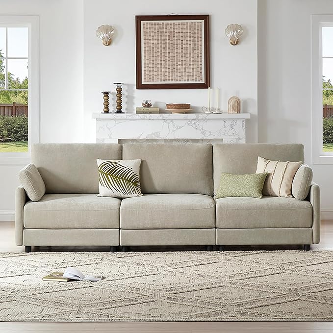 CHITA 107'' Width Modular Sectional Sofa Set, Modern Cloud Couch for Living Room and Apartment, 3 Seat Extra ComftySofa, Removable Cover, Classic Taupe