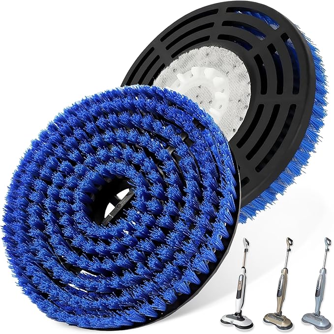 2 PCS Upgraded Steam Mop Pads Replacement Brush Head for Shark Steam and Scrub Mop S7000/S7001/S7201/S8201, Nylon Bristles for Deep Cleaning & Scratch-Free Polishing on Hardwood & Tile Floors (Blue)